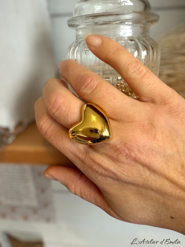 Bague coeur bombé